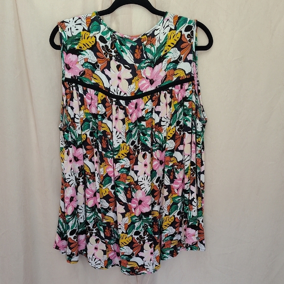 Lane Bryant Pink and Green Floral Blouse - Picture 3 of 3